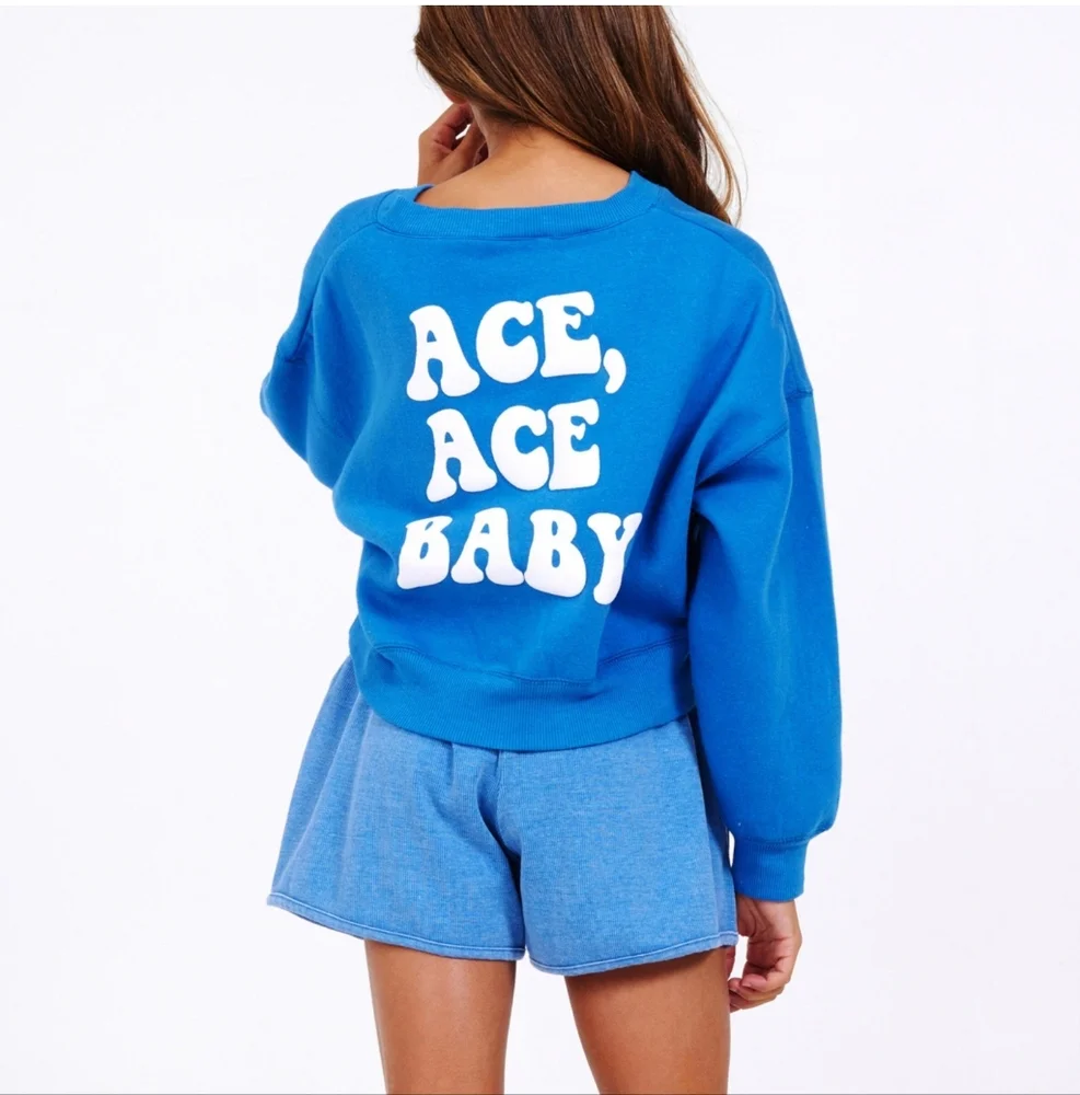 NWT Vintage Havana Girls Ace Ace Baby Cropped V-Neck Sweatshirt Size 7/8